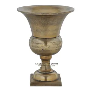 Vase en forme d'urne en aluminium, nouveau design, Vase de fleurs de jardin en métal plaqué or, prix de gros pour la décoration de jardin de la maison, de l'hôtel