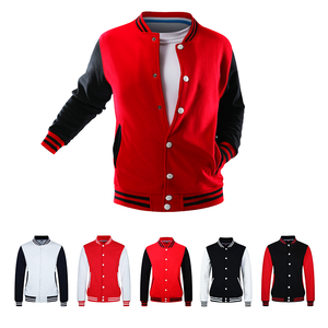 2021 mode en gros personnalisé collège Letterman Baseball veste universitaire 100% coton Long col montant coque mince - Product Image 2