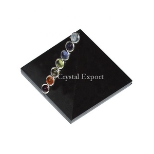 Black Jasper Pyramids with Chakra Cabs - Product Image 1