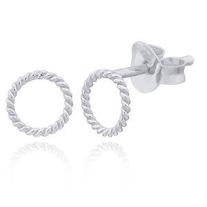 Minimalista trenzado de alambre abierto círculo Stud pendiente - Product Image 1