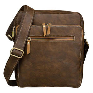 High Quality Custom Unisex Vintage <b>Leather</b> <b>Messenger</b> <b>Bag</b> 1-1.9L Capacity Travel Hiking Casual Polyester Lining Durable Zipper - Product Image 4