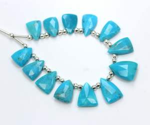 Arizona Natural Turquoise Faceted Trillion Shape <b>Stone</b> <b>Beads</b> Premium Handcrafted Product - Product Image 4