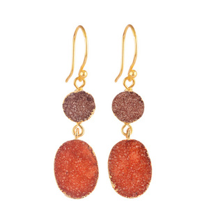 Venta al por mayor colección de azúcar natural druzy pendiente oro electrochapado hecho a mano gota colgante pendientes mujeres gancho pendiente - Product Image 3