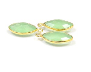 Belle Marquise Forme Prehnite Calcédoine Gemme Double Bail Facettes Lunette Connecteur Sterling Bijoux Résultats Composants - Product Image 5