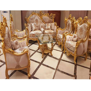 Elegante Juego de Sofás Modernos de Madera de Teca para Sala de Estar con Acabado Dorado, Color Personalizado y Tamaño a Medida - Product Image 1