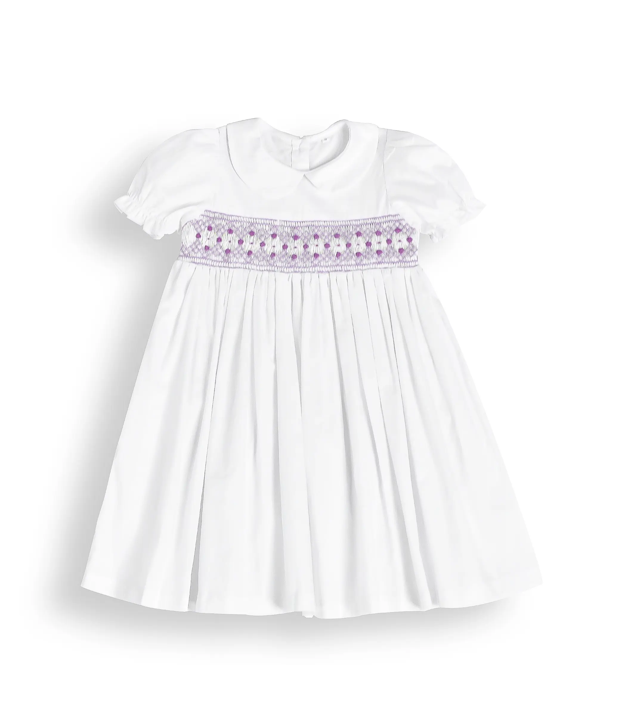 Kinder Baumwoll kleider Schöne Hand Smocked Mädchen Kleid Weiße Farbe