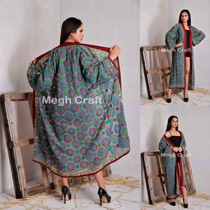 Wholesale Plus Size Boho Fashion Thin Phulkari Fleece Jacket Embroidered Georgette Eco-Friendly Quick Dry <b>Beach</b> Wear <b>Robe</b> - Product Image 3