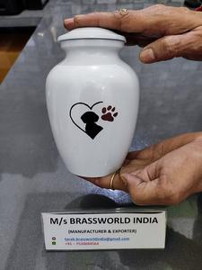 Urna de cremación de mascotas, corazón pintado a mano, pata de plata de aluminio, suministros funerarios, colores surtidos - Product Image 4