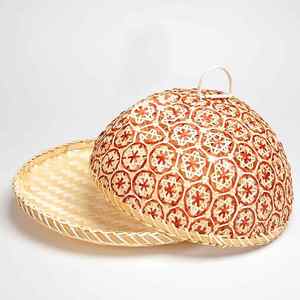 Cesta de fruta de bambú roja hecha a mano con cubierta de red, juego de vajilla de pared china de nuevo estilo, cestas de almacenamiento - Product Image 3