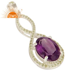 <b>Amethyst</b> Peridot Gemstone <b>Pendant</b> Fine Silver Jewelry Wholesale 925 Silver Women's <b>Pendant</b> For Women Gift For Her - Product Image 2