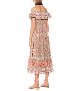 ชุดเดรสแม็กซี่ประดับเลื่อมปักลายเปิดไหล่,สไตล์ปะการังสีเบจมีเอกลักษณ์พร้อมชุดเดรสขอบคอเสื้อเป็นชั้นๆ - Product Image 2