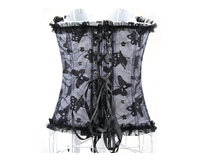 Las mujeres Steampunk mariposa transparente de acero deshuesada Overbust Corset Sexy de encaje