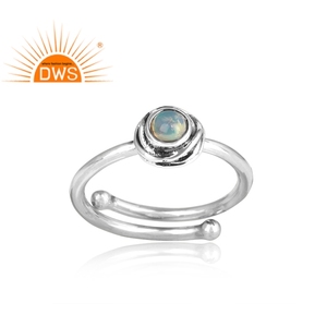 ขายส่ง925สเตอร์ลิงเครื่องประดับแหวนออกซิไดซ์พลอยโอปอลเอธิโอเปียธรรมชาติเปิดของผู้หญิงเครื่องประดับแหวน - Product Image 2
