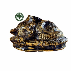 Urne en laiton et métal de style moderne, cercueils et urnes indiens faits à la main pour animaux de compagnie en gros, souvenir de crémation avec image de chat endormi - Product Image 5