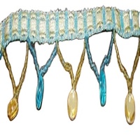 En gros, garniture à franges perlée et à pompons, style dentelle, motif diamant indien, 5 pouces, pour téléphones portables, rideaux, vêtements, textiles de maison et décoration - 100% Polyester