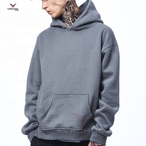 Adulte lourd mélange pull sweat à capuche uni couleur unie à capuche haut brodé détail OEM anti-rétrécissement grande taille hommes - Product Image 1