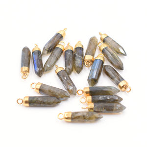 Colgante facetado de labradorita de 22-24mm, forma de Punta Grande, accesorios de joyería de piedras preciosas naturales chapadas en oro, piedra natal de agosto - Product Image 5