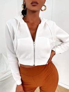 Nouveau 2023 sweat à capuche zippé pour femme poche cordon basique fermeture éclair sweat à capuche - Product Image 3