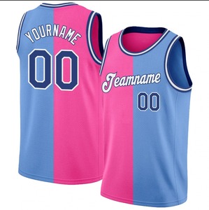 Camiseta de baloncesto con estampado personalizado de talla grande transpirable a la moda dividida en azul claro auténtico de tu equipo - Product Image 3