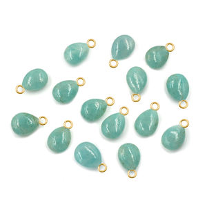 Pendentif en argent sterling avec bail en forme de poire en amazonite de 10 à 12 mm avec plaqué or pour la fabrication de bijoux - Product Image 1