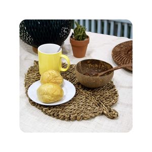 แผ่นรองแก้วหญ้าทะเลจากธรรมชาติแบบใหม่แผ่นรองจานแบบกลมสไตล์โบฮีเมียนที่เป็นมิตรกับสิ่งแวดล้อมสำหรับตกแต่งบ้านฟังก์ชั่นอุ่น - Product Image 1