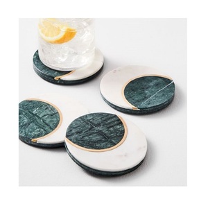 Ensemble de sous-verres en marbre avec support en métal Tasse à café à thé en forme d'hexagone et ensemble de sous-verres en verre à un prix acceptable - Product Image 5