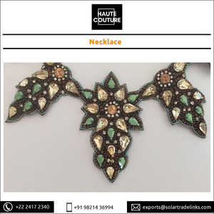 Vente exclusive de colliers brodés à la main en cristal de topaze et de menthe pour femmes et filles, fabriqués en Inde, à bas prix - Product Image 5