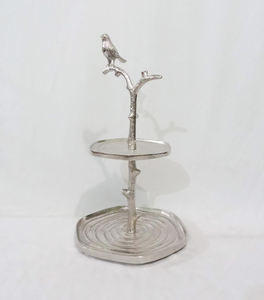 Bordure en zigzag en aluminium nickelé Design moderne Support pour serveur de gâteaux à 2 niveaux Design indien Fait à la main Support pour gâteaux de luxe - Product Image 4
