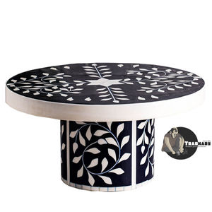 Traditional Ceramic Bone Inlay Cake Stand with Black & White Floral Design Round Shape for Birthday Parties <b>Weddings</b> Home Hotels - Product Image 1