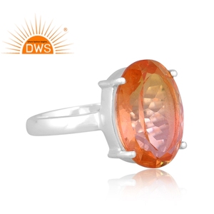 Último diseño de plata esterlina fina Natural Bio Morganite Doublet Cuarzo Piedra preciosa Anillo apilable Fabricante de joyas - Product Image 3