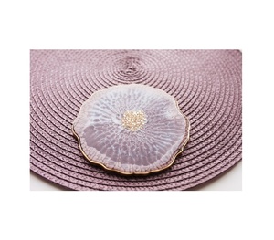 ถาดรองแก้วหินเรซิ่นอีพ็อกซี่ปลอดภัยและกำหนดขนาดได้เองและราคาถูกมีสีและสีทองที่ดีที่สุดสำหรับชิ้นงานดีไซน์แบบกลม - Product Image 2