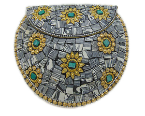 Pearl stone mosaic metal clutch purse - Product Image 1