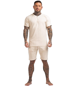 Ensemble deux pièces pour homme, t-shirt à manches mi-longues, short de basket-ball, tenue de sport, Fitness, d'entraînement, avec Logo de marque personnalisé, - Product Image 1