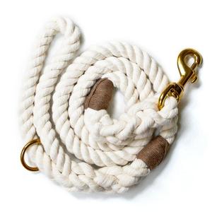 Conjunto de Correa y Collar para Perro de Cuerda de Alta Calidad en Blanco Natural - Product Image 1