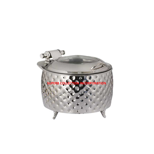 Inducción de acero inoxidable martillado Hotel hidráulica redonda bufé rozaduras plato calentador de comida de 100% proveedores - Product Image 2