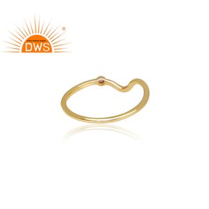 Natural Pink Tourmaline Gemstone Gold Plated <b>Silver</b> Handmade <b>Statement</b> <b>Ring</b> Jewelry Manufacturer - Product Image 4