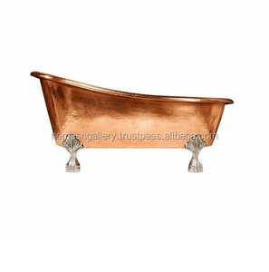 Baignoire moderne et élégante en argent avec finition patinée de luxe en laiton améliorant la décoration de la salle de bain pour un trempage élégant - Product Image 2