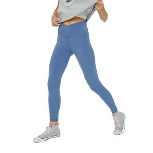 High Waist Solid Color Sporty <b>Leggings</b> Full <b>Length</b> Seamless Knitted Spandex Nylon Stretch Women's All Seasons Activewear - Product Image 1