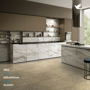 Carrelage en porcelaine émaillée polie douce de qualité supérieure, effet marbre euro, 600x600 mm, pour grands hôtels, centres commerciaux, en provenance d'Inde - Product Image 3