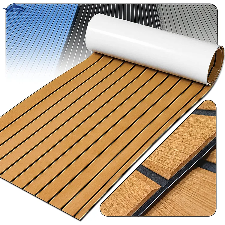 XYF Non Slip Anti UV Faux Teak EVA Foam Marine Decking Sheet For Boat Flooring