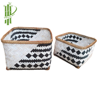 Panier à linge en bambou écologique nature simple, boîtes de rangement tissées rectangulaires et paniers de rangement en paille cuisine, plusieurs tailles, nouveauté