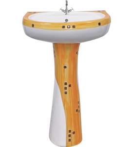 Nouveau design 2023 : Lavabo sur pied en céramique monobloc moderne avec double chasse automatique pour salle de bain - Product Image 2