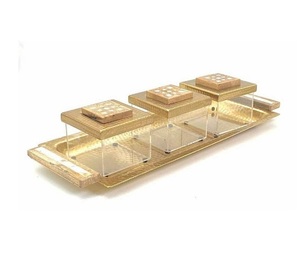 Plateau de service créatif en nacre et bois avec boîte en acrylique, taille personnalisée, ensemble décoratif de 3 pièces - Product Image 2