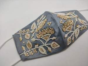 2025 nuevos accesorios de cara de tela de algodón de moda con hermoso bordado de Zardozi a mano Dabka para fiesta y boda - Product Image 2