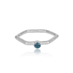 ลอนดอนสีฟ้าบุษราคัมพลอยหกเหลี่ยมออกแบบวิจิตร925แหวนเงินผู้ผลิตเครื่องประดับของขวัญผู้หญิงเครื่องประดับ - Product Image 2