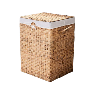 Vietnam-Made High Quality Bamboo Laundry Basket Water Hyacinth Woven Storage <b>Hamper</b> for Home Organization - Product Image 2
