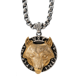 Collana Vintage Viking <span class=keywords><strong>con</strong></span> Nodo di <span class=keywords><strong>Lupo</strong></span> Fenrir per Uomo, <span class=keywords><strong>Ciondolo</strong></span> in Acciaio Inossidabile Stile Nordico - Product Image 6