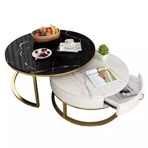 La mesa de centro superior de mármol de cristal negro de estilo Simple más nueva para la decoración del hogar del Centro de té - Product Image 5