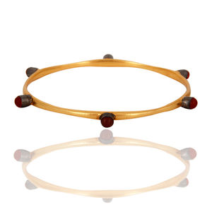 18พันทองชุบเครื่องประดับออกแบบทองเหลืองแฟชั่นของผู้หญิงกำไลข้อมือพลอยนิลธรรมชาติสีแดงผู้ผลิต - Product Image 2