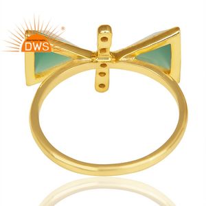 Nouvelle bague triangulaire en argent sterling 2026 avec onyx vert naturel et zircon cubique pour femme - Fabricant de bijoux - Product Image 2